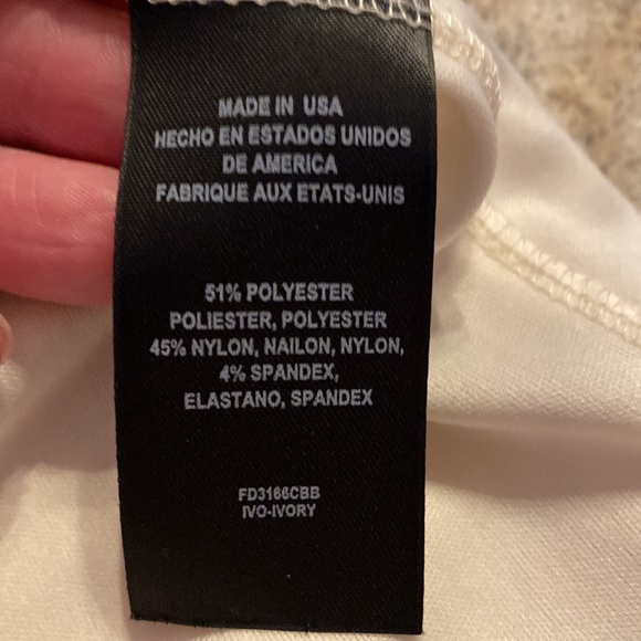 EUC/ BEBE beautiful fully lined off white with gold stitching dress. - Picture 9 of 12